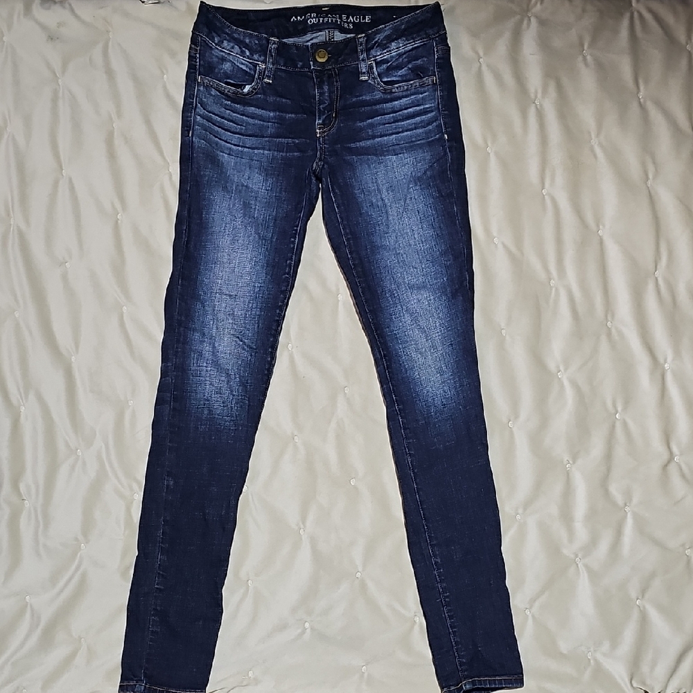 American Eagle Outfitters Women's Dark Blue Skinny Jeans#342